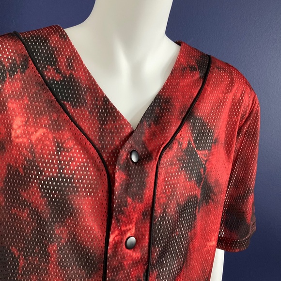 Hot Topic RED Tie Dye Baseball Jersey - Picture 3 of 7